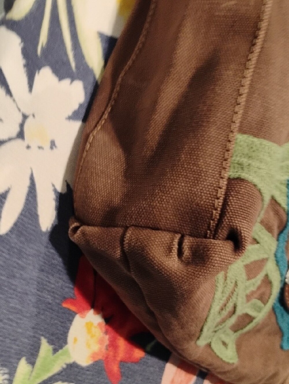 FOSSIL Vintage Brown Floral Embroidered Shoulder Bag - Picture 6 of 7